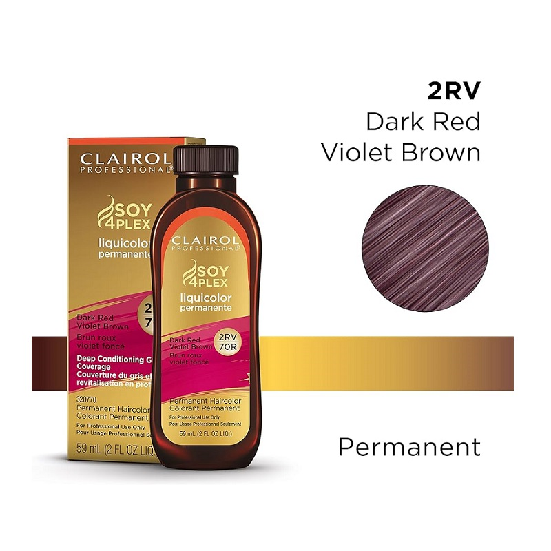 Clairol Professional Soy4Plex 2RV Châtain Violet Rouge Foncée Couleur Cheveux Liquide Permanente