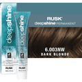 Rusk Deepshine 6.003NW Dark Blonde Permanent Hair Colour product image with packaging and color display.